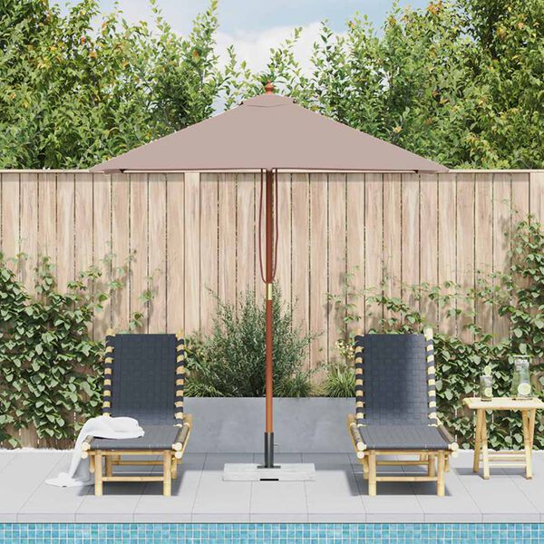 vidaXL Parasol d'ext&eacute;rieur avec m&acirc;t en bois 150x200 cm taupe