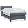 vidaXL Sommier &agrave; lattes de lit et matelas gris fonc&eacute; 90x220 cm velours