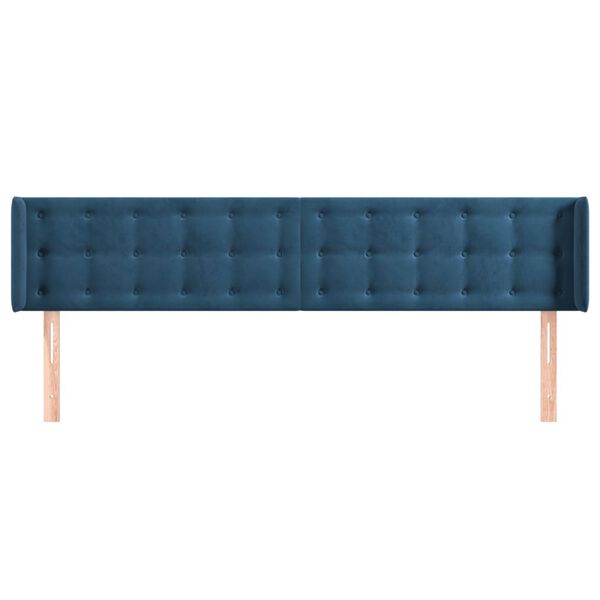 vidaXL T&ecirc;te de lit avec oreilles Bleu fonc&eacute; 203x16x78/88 cm Velours