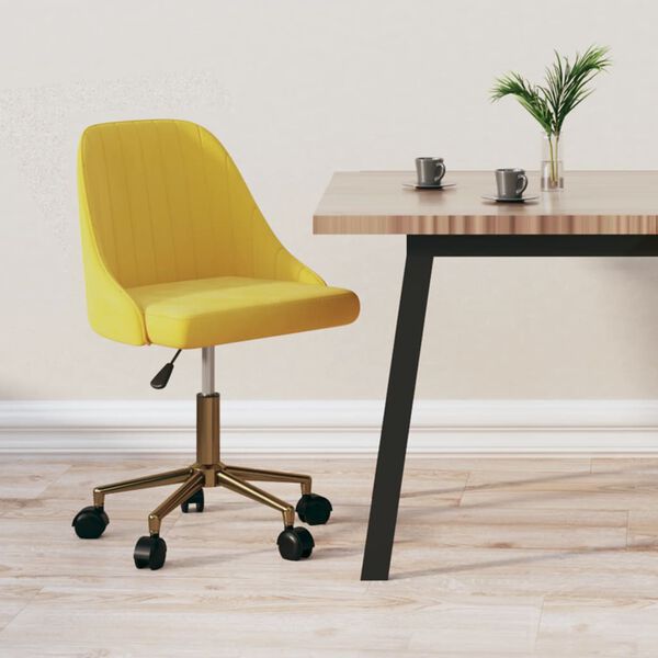 vidaXL Chaise pivotante de salle &agrave; manger Jaune Velours