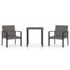 vidaXL Ensemble &agrave; manger de jardin 3 pcs R&eacute;sine tress&eacute;e Gris