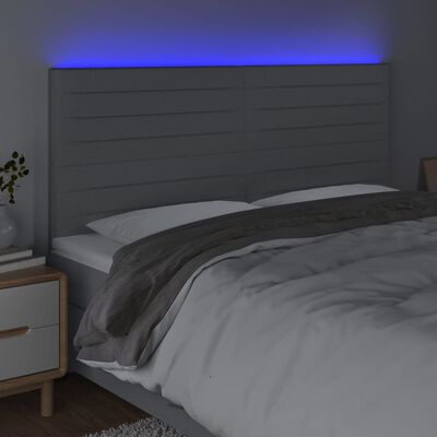 vidaXL Tête de lit à LED Gris clair 180x5x118/128 cm Tissu