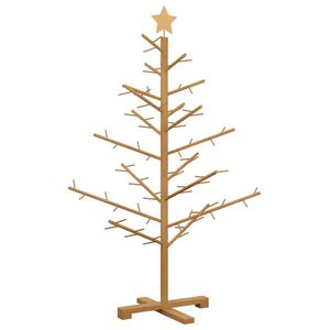 vidaXL Arbre de No&euml;l en bois Marron 125 cm Bois de pin massif