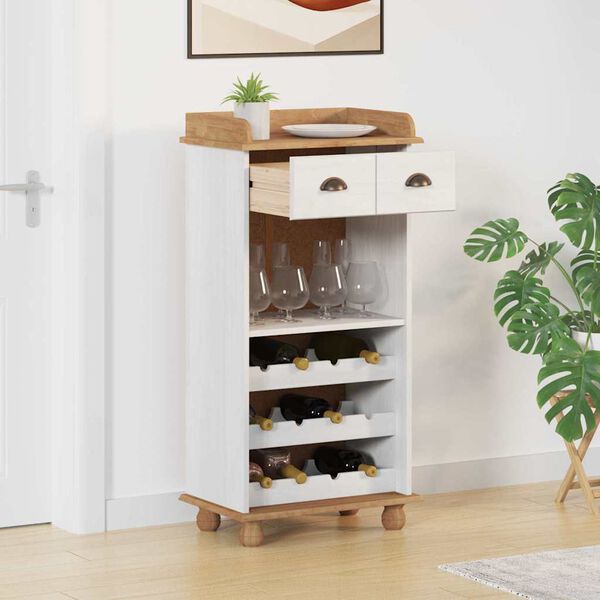 vidaXL Cabinet à vin ASKIM Blanc 57 x 37 x 114 cm Bois massif en pin
