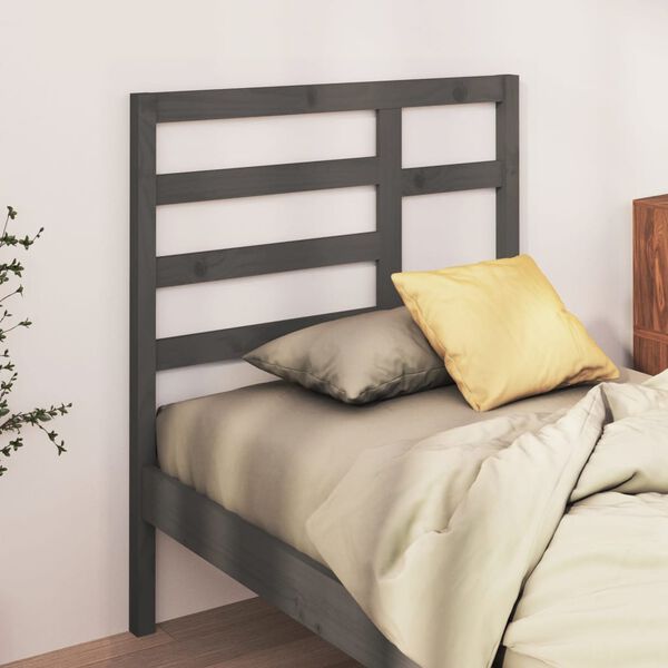 vidaXL T&ecirc;te de lit Gris 81x4x104 cm Bois massif de pin