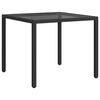 vidaXL Table de jardin 90x90x75 cm Verre tremp&eacute; et r&eacute;sine tress&eacute;e Noir