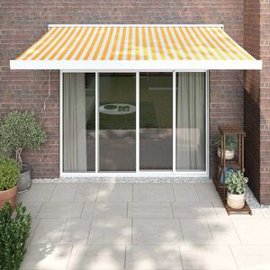 vidaXL Auvent r&eacute;tractable jaune et blanc 3x2,5 m tissu et aluminium