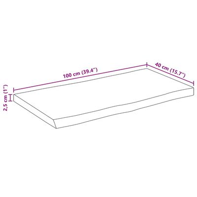 vidaXL Dessus de table 100x40x2,5 cm bord vivant bois massif manguier