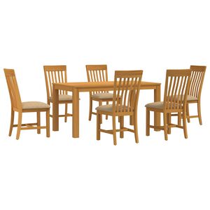 vidaXL Ensemble de salle &agrave; manger 7 pc Beige Bois de ch&ecirc;ne massif