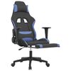 vidaXL Chaise de jeu de massage avec repose-pied Noir et bleu Tissu