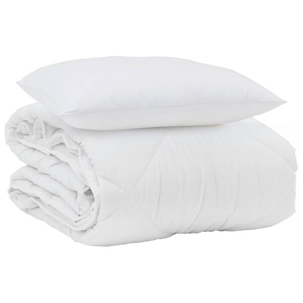 vidaXL Duvet d'&eacute;t&eacute; simple avec oreiller 2 pcs Blanc Microfibre