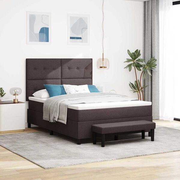 vidaXL Lit &agrave; ressorts avec matelas Marron fonc&eacute; 140 x 200 cm tissu