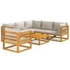 vidaXL Salon de jardin 7 pcs avec coussins gris clair bois massif