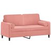 vidaXL Canap&eacute; 2 places oreillers et coussins Rose 140 cm Velours