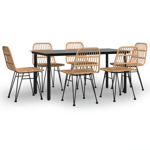 vidaXL Ensemble &agrave; manger de jardin 7 pcs R&eacute;sine tress&eacute;e