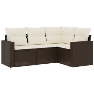 vidaXL Salon de jardin 4 pcs avec coussins marron r&eacute;sine tress&eacute;e