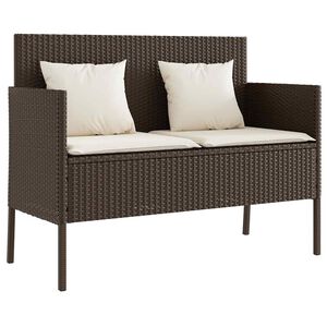 vidaXL Banc de jardin avec coussins marron r&eacute;sine tress&eacute;e