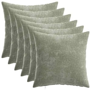 vidaXL Housse de coussin 6 pc HEERLEN Vert 30 x 30 cm Tissu Chenille
