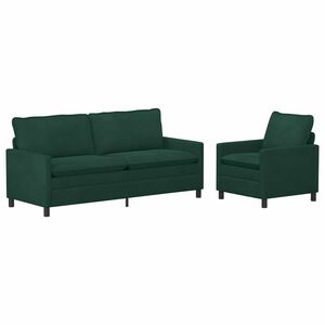 vidaXL Ensemble de Canap&eacute;s 2 pcs Vert fonc&eacute; Velours