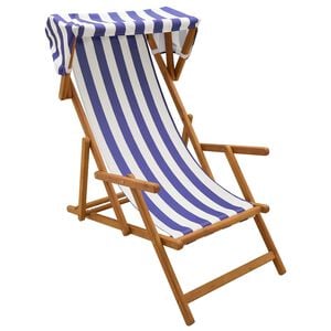 vidaXL Chaise Longue 3 Position Bois d'eucalyptus massif Bleu et Blanc
