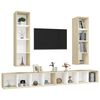 vidaXL Meubles TV muraux 4 pcs Blanc et ch&ecirc;ne sonoma Bois d'ing&eacute;nierie