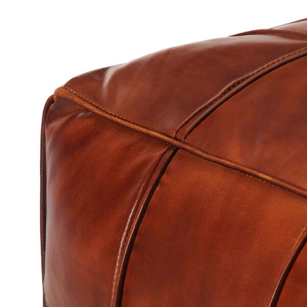vidaXL Pouf 60 x 60 x 30 cm Brun roux Cuir v&eacute;ritable de ch&egrave;vre