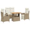 vidaXL Ensemble &agrave; manger de jardin coussins 4 pcs beige r&eacute;sine tress&eacute;e