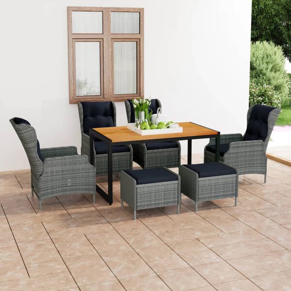 vidaXL Ensemble &agrave; manger de jardin 7 pcs gris clair
