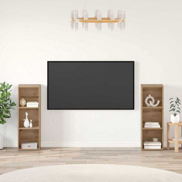 vidaXL Ensemble meuble TV 2 pcs Ch&ecirc;ne artisanal 107 x 35 x 37 cm