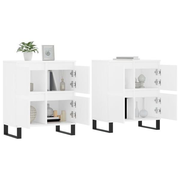 vidaXL Buffets 2 pcs blanc bois d'ing&eacute;nierie