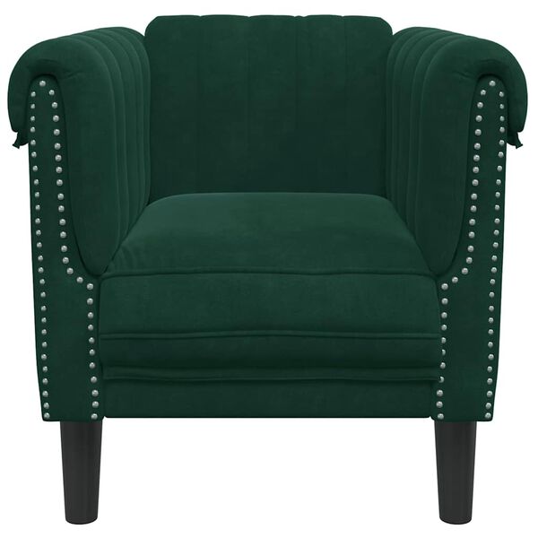 vidaXL Fauteuil vert fonc&eacute; velours