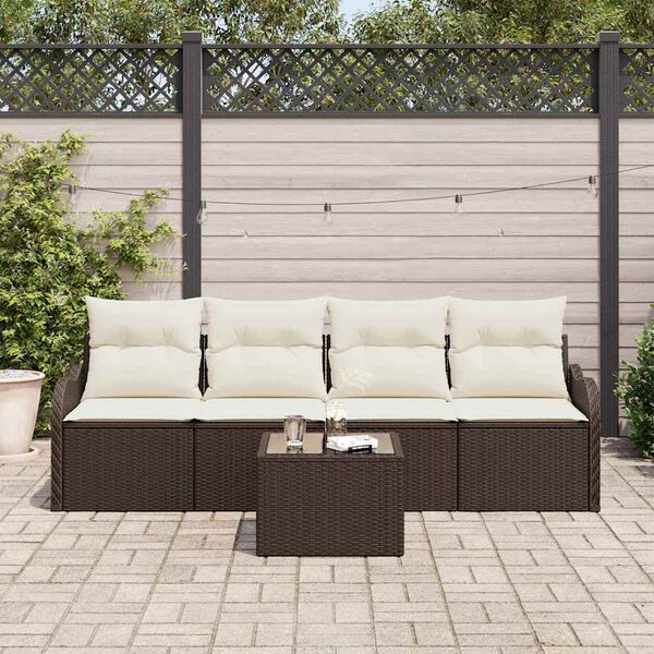 vidaXL Ensemble de canap&eacute; de jardin Marron polyrotin