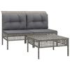 vidaXL Salon de jardin 3 pcs avec coussins Gris R&eacute;sine tress&eacute;e