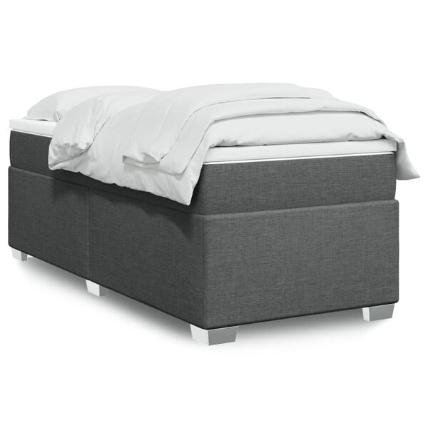 vidaXL Sommier &agrave; lattes de lit et matelas Gris fonc&eacute; 90x190 cm Tissu