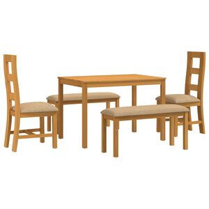 vidaXL Ensemble de salle &agrave; manger 5 pc Beige Bois de ch&ecirc;ne massif