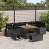 vidaXL Ensemble de canap&eacute; de jardin avec coussin 9 pcs Noir Poly rotin