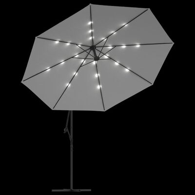 vidaXL Parasol de jardin en porte-à-feux et lumières LED mât en métal