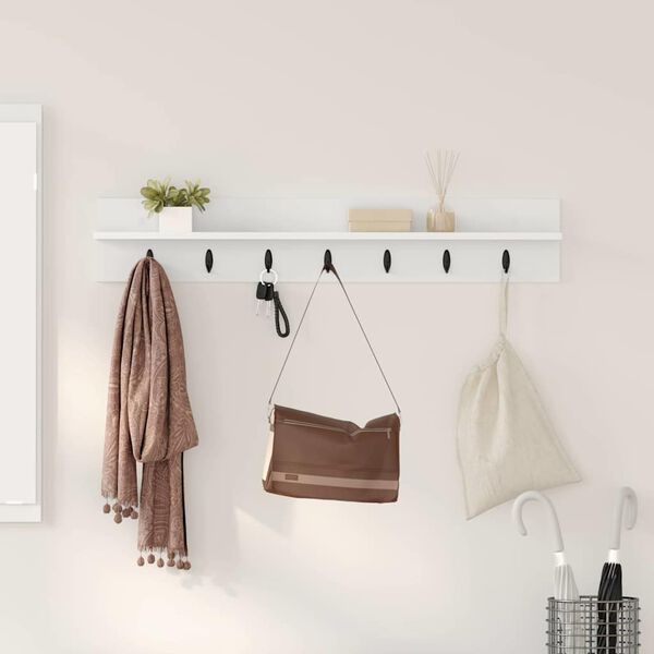vidaXL Porte-manteau mural Blanc 100 x 10,5 x 18 cm Bois d'ing&eacute;nierie