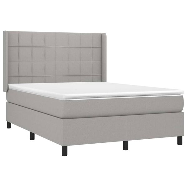 vidaXL Sommier &agrave; lattes de lit avec matelas Gris clair 140x200cm Tissu