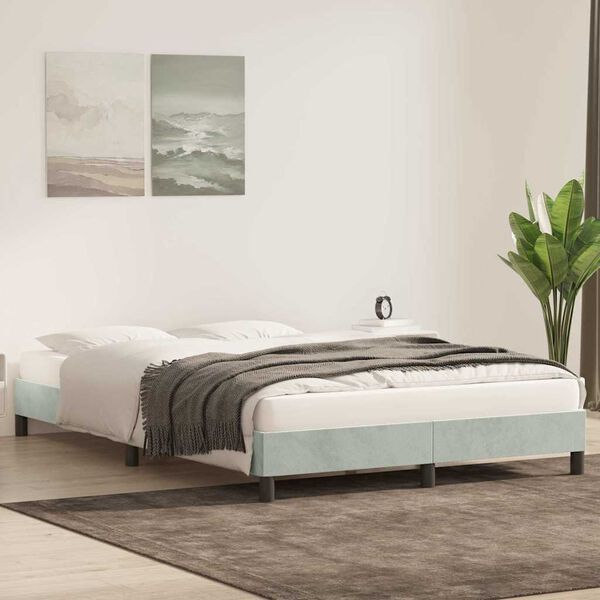 vidaXL Cadre de lit sans matelas gris clair 160x220 cm velours