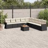 vidaXL Salon de jardin 10 pcs avec coussins noir r&eacute;sine tress&eacute;e