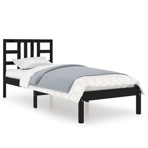 vidaXL Cadre de lit sans matelas noir 75x190 cm bois massif