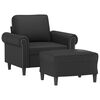 vidaXL Fauteuil avec repose-pied Noir 60 cm Similicuir