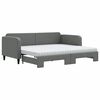 vidaXL Lit de jour avec gigogne et matelas gris fonc&eacute; 90x190 cm tissu