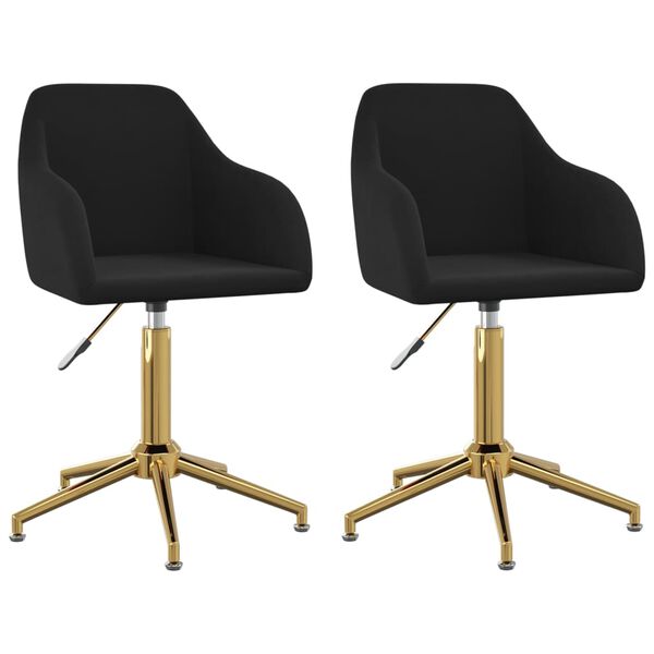 vidaXL Chaises pivotantes &agrave; manger lot de 2 noir velours