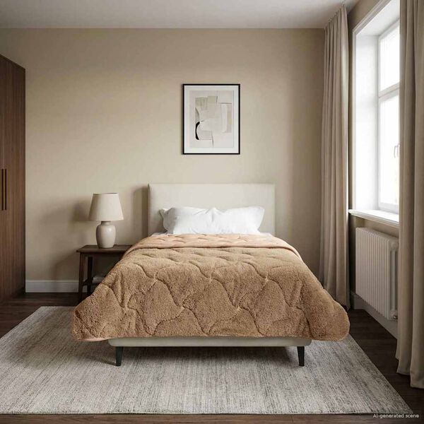 vidaXL Duvet complet toute l'ann&eacute;e Matelass&eacute; Taupe 135 x 220 cm