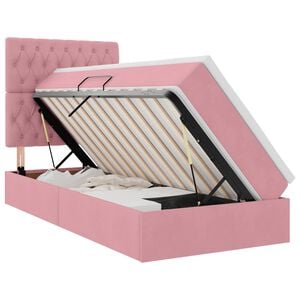 vidaXL Lit de rangement LED avec matelas Rose 90 x 190 cm Velours
