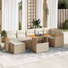 vidaXL Salon de jardin avec coussins 8 pcs beige r&eacute;sine tress&eacute;e acacia