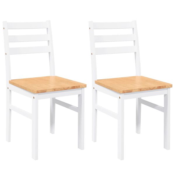 vidaXL Chaises à manger 2 pcs blanc bois massif caoutchouc