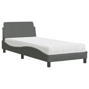 vidaXL Lit avec matelas Dover gris fonc&eacute; 90x190 cm tissu